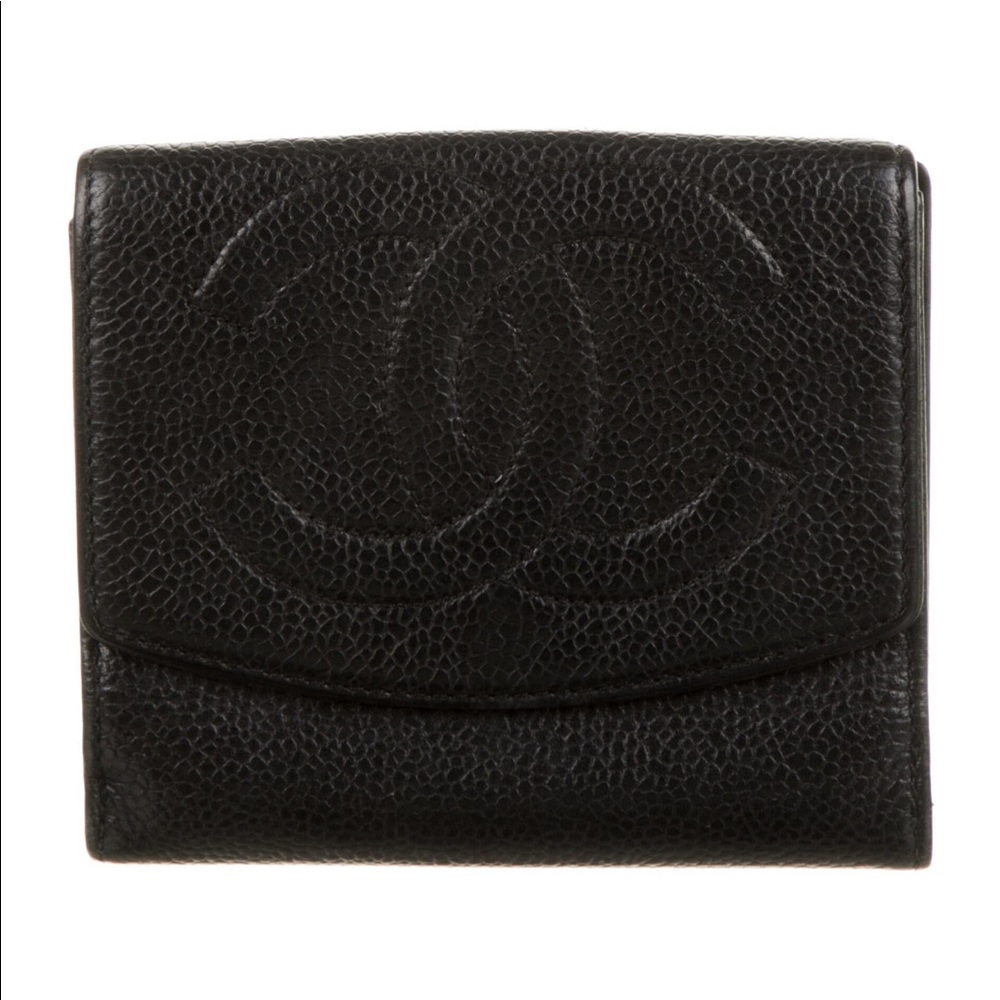Chanel Black Caviar Compact Wallet